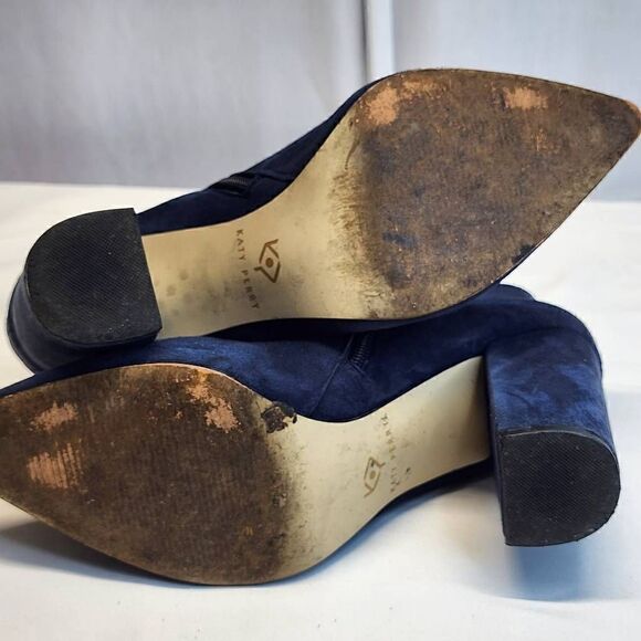 Katy Perry The Eliza Blue Suede Ankle Bootie Size 10 - Picture 8 of 12